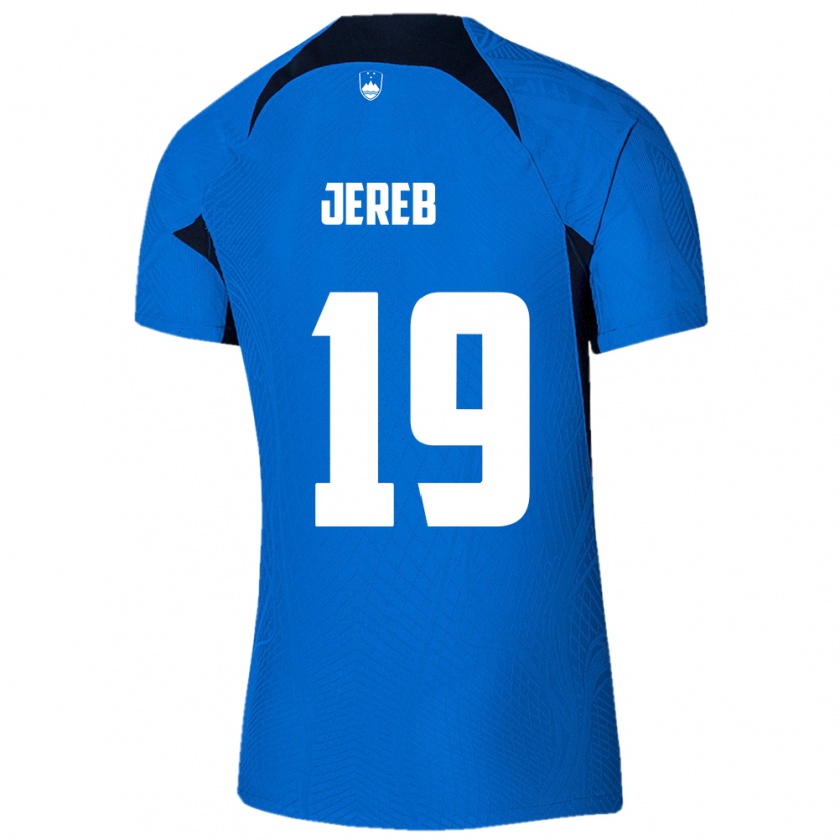 Kandiny Gyermek Szlovénia David Jereb #19 Kék Idegenbeli Jersey 24-26 Mez Póló Ing