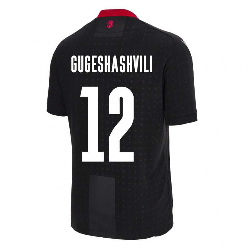 Kandiny Gyermek Grúzia Luka Gugeshashvili #12 Fekete Idegenbeli Jersey 24-26 Mez Póló Ing