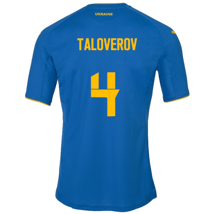 Kandiny Gyermek Ukrajna Maksym Taloverov #4 Kék Idegenbeli Jersey 24-26 Mez Póló Ing