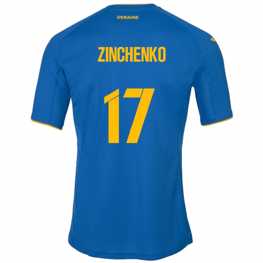 Kandiny Gyermek Ukrajna Oleksandr Zinchenko #17 Kék Idegenbeli Jersey 24-26 Mez Póló Ing