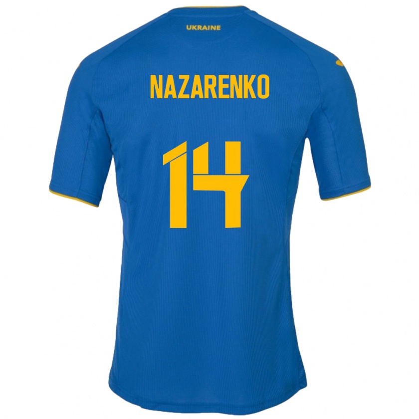 Kandiny Gyermek Ukrajna Oleksandr Nazarenko #14 Kék Idegenbeli Jersey 24-26 Mez Póló Ing