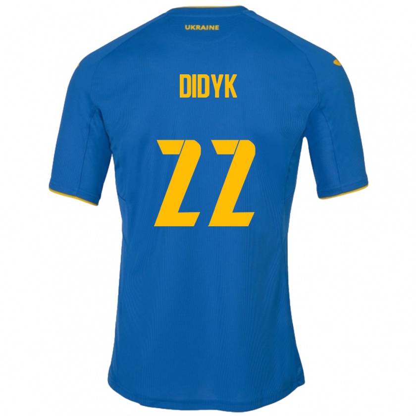 Kandiny Gyermek Ukrajna Roman Didyk #22 Kék Idegenbeli Jersey 24-26 Mez Póló Ing