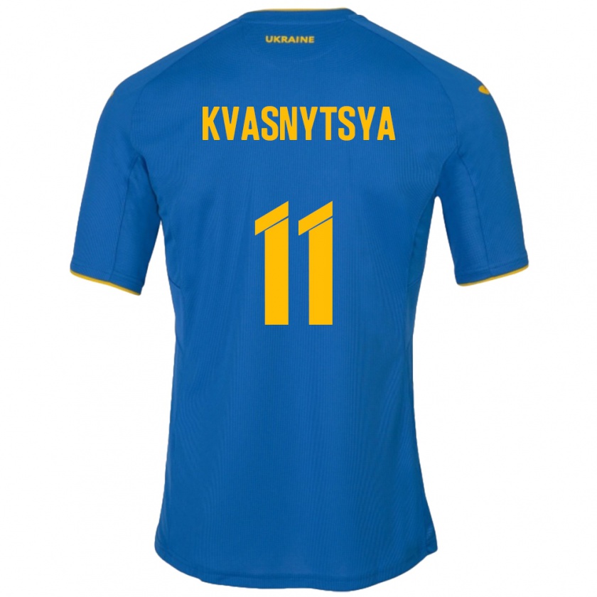 Kandiny Gyermek Ukrajna Ilya Kvasnytsya #11 Kék Idegenbeli Jersey 24-26 Mez Póló Ing