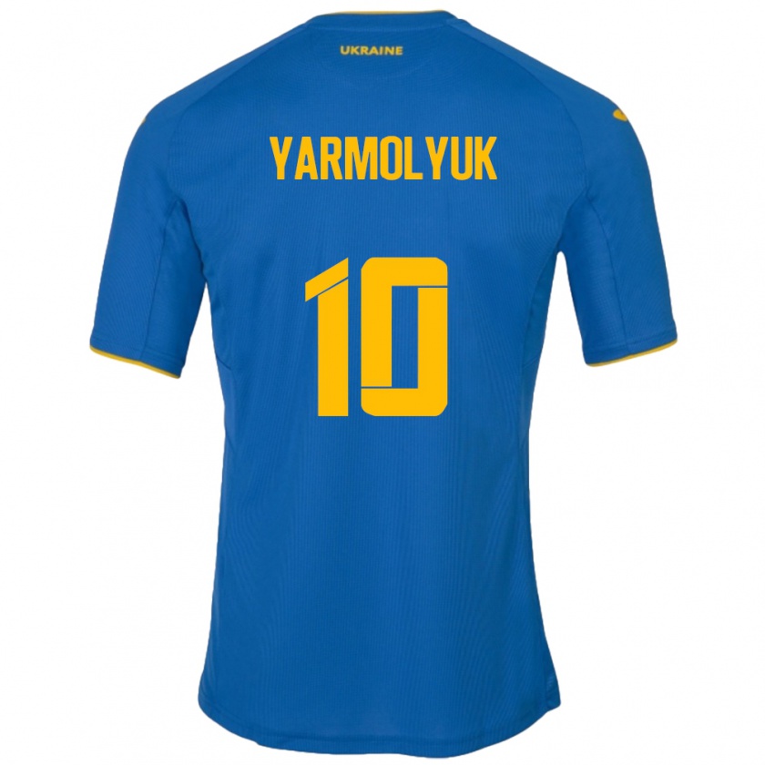 Kandiny Gyermek Ukrajna Yegor Yarmolyuk #10 Kék Idegenbeli Jersey 24-26 Mez Póló Ing