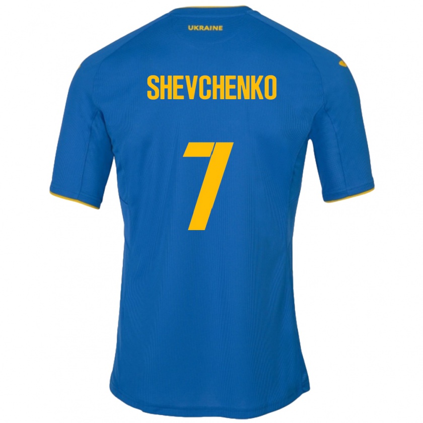 Kandiny Gyermek Ukrajna Kristian Shevchenko #7 Kék Idegenbeli Jersey 24-26 Mez Póló Ing