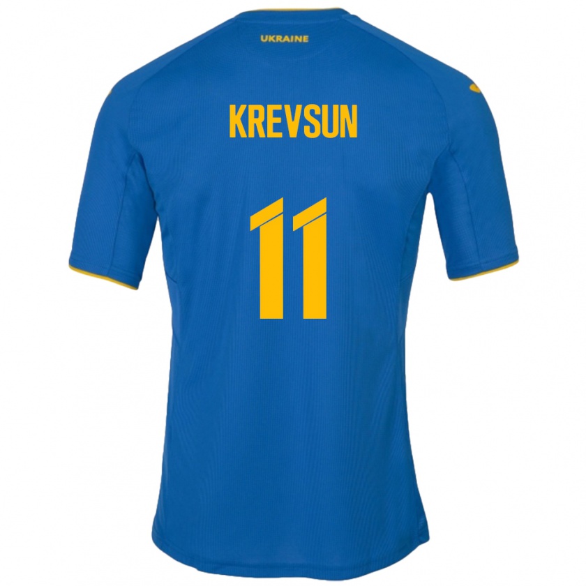 Kandiny Gyermek Ukrajna Danylo Krevsun #11 Kék Idegenbeli Jersey 24-26 Mez Póló Ing