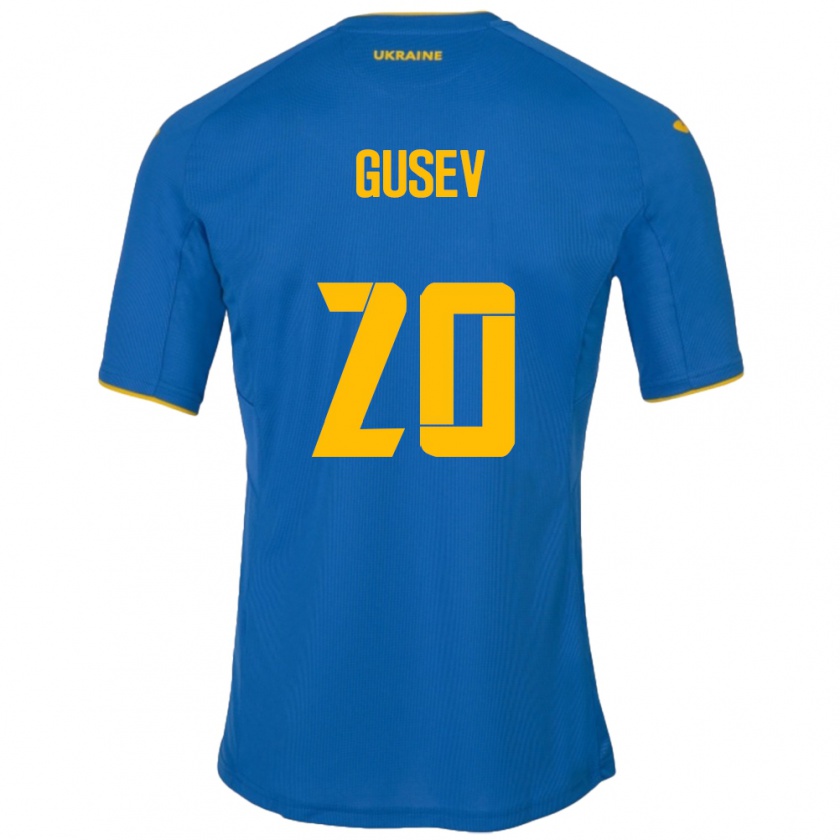 Kandiny Gyermek Ukrajna Oleksiy Gusev #20 Kék Idegenbeli Jersey 24-26 Mez Póló Ing