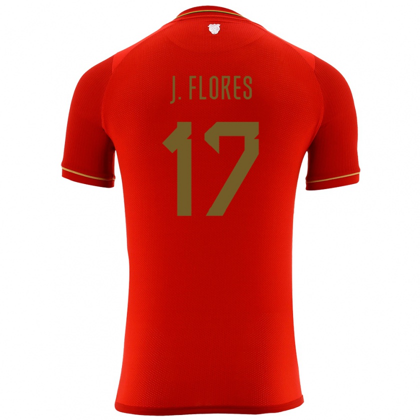 Kandiny Gyermek Bolívia José Flores #17 Piros Idegenbeli Jersey 24-26 Mez Póló Ing