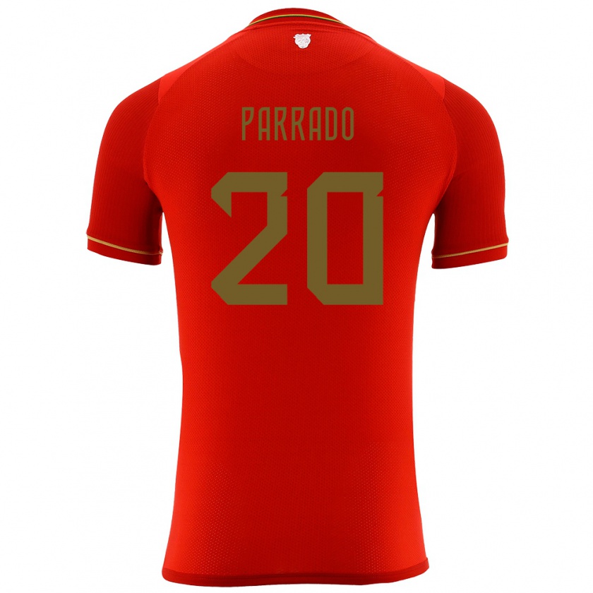 Kandiny Gyermek Bolívia Diego Parrado #20 Piros Idegenbeli Jersey 24-26 Mez Póló Ing