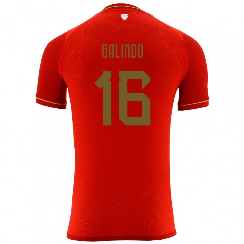 Kandiny Gyermek Bolívia Matías Galindo #16 Piros Idegenbeli Jersey 24-26 Mez Póló Ing