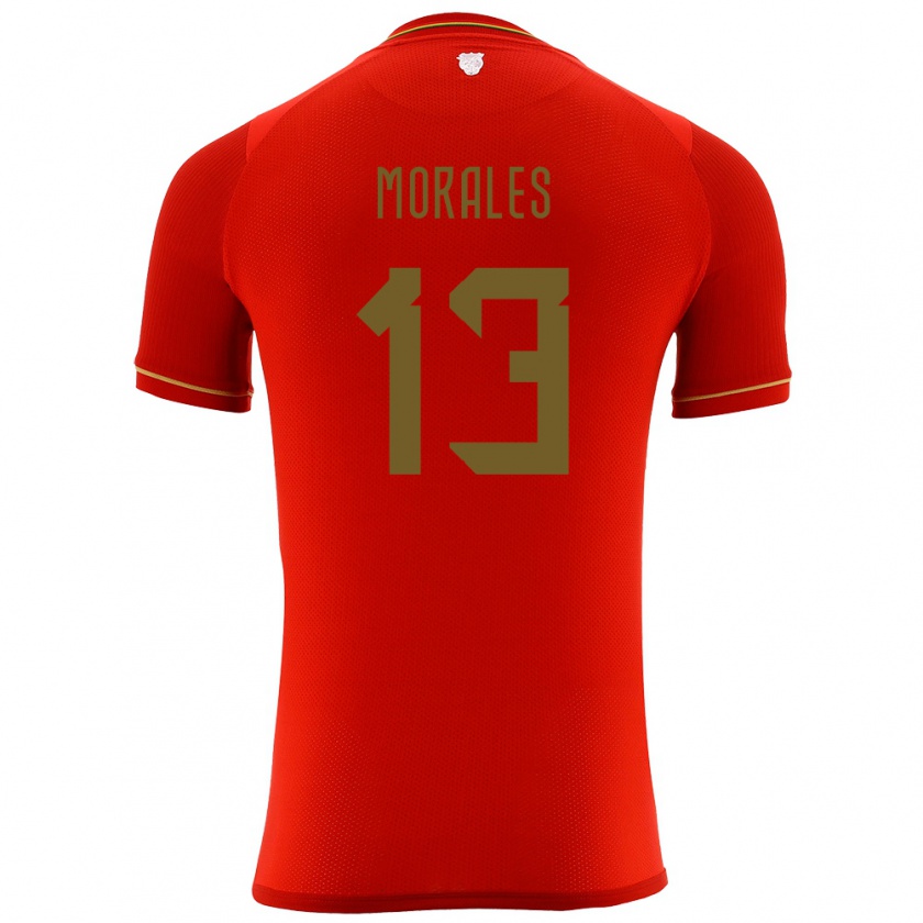 Kandiny Gyermek Bolívia Ericka Morales #13 Piros Idegenbeli Jersey 24-26 Mez Póló Ing