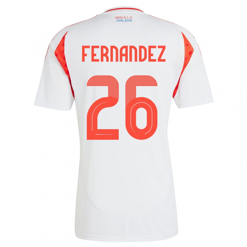 Kandiny Gyermek Chile Nicolás Fernández #26 Fehér Idegenbeli Jersey 24-26 Mez Póló Ing