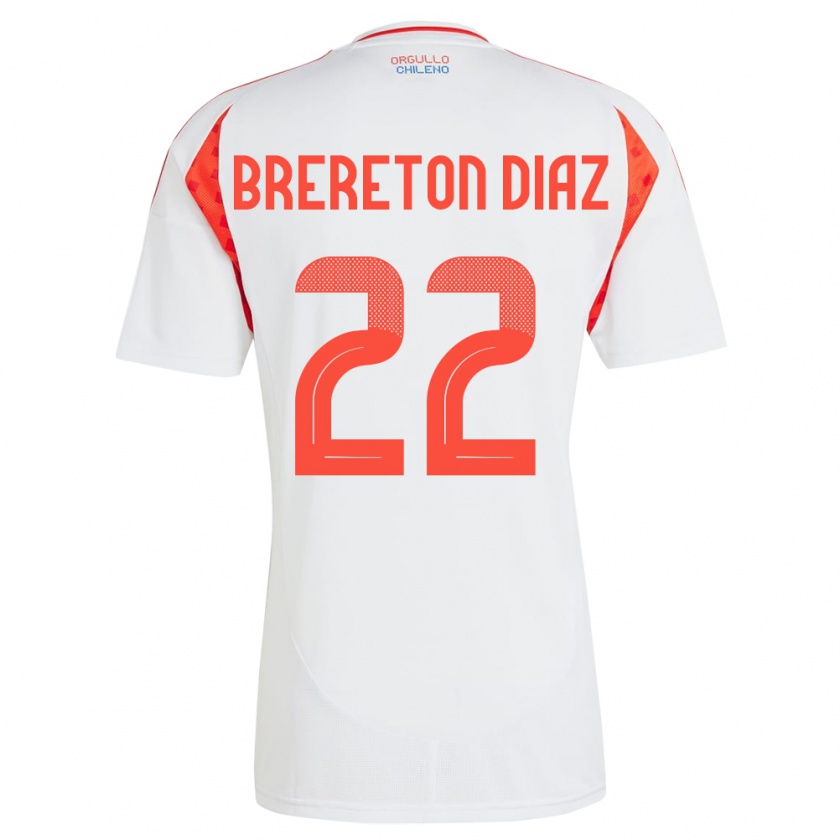 Kandiny Gyermek Chile Ben Brereton Díaz #22 Fehér Idegenbeli Jersey 24-26 Mez Póló Ing