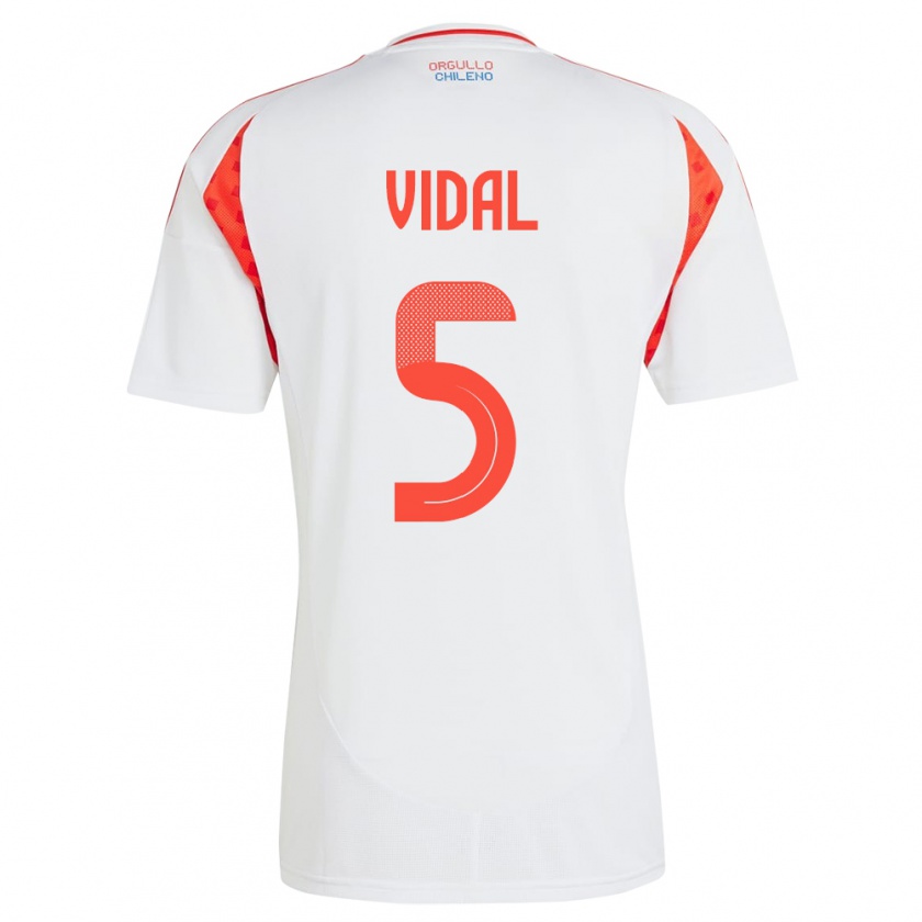 Kandiny Gyermek Chile Valentín Vidal #5 Fehér Idegenbeli Jersey 24-26 Mez Póló Ing