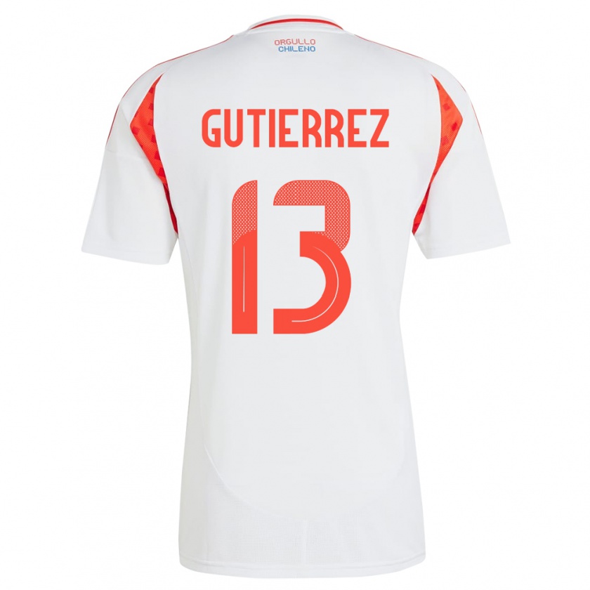 Kandiny Gyermek Chile Daniel Gutiérrez #13 Fehér Idegenbeli Jersey 24-26 Mez Póló Ing