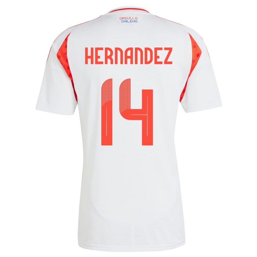 Kandiny Gyermek Chile Leandro Hernández #14 Fehér Idegenbeli Jersey 24-26 Mez Póló Ing