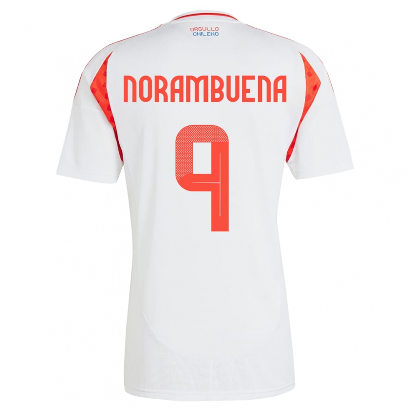 Kandiny Gyermek Chile Gabriel Norambuena #9 Fehér Idegenbeli Jersey 24-26 Mez Póló Ing