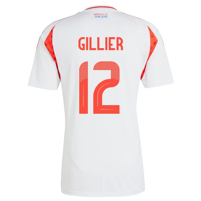 Kandiny Gyermek Chile Thomas Gillier #12 Fehér Idegenbeli Jersey 24-26 Mez Póló Ing