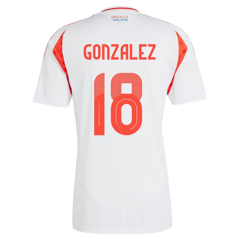 Kandiny Gyermek Chile Bryan González #18 Fehér Idegenbeli Jersey 24-26 Mez Póló Ing