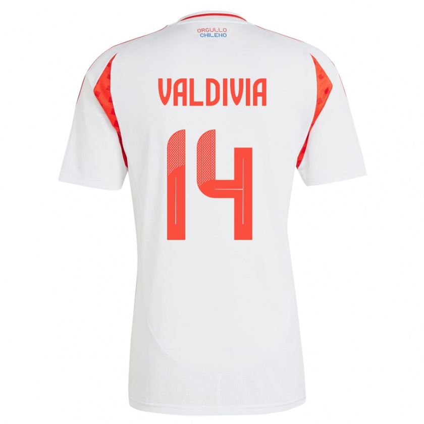 Kandiny Gyermek Chile Felipe Valdivia #14 Fehér Idegenbeli Jersey 24-26 Mez Póló Ing