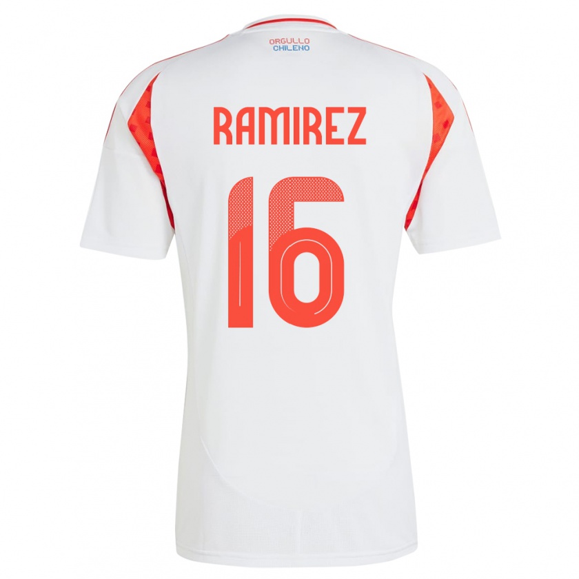 Kandiny Gyermek Chile Vicente Ramírez #16 Fehér Idegenbeli Jersey 24-26 Mez Póló Ing