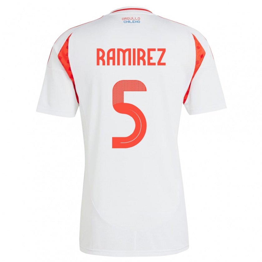 Kandiny Gyermek Chile Fernanda Ramírez #5 Fehér Idegenbeli Jersey 24-26 Mez Póló Ing