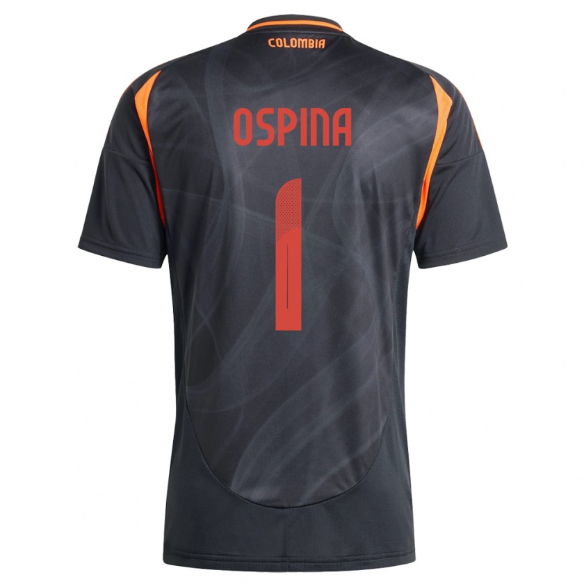 Kandiny Gyermek Kolumbia David Ospina #1 Fekete Idegenbeli Jersey 24-26 Mez Póló Ing