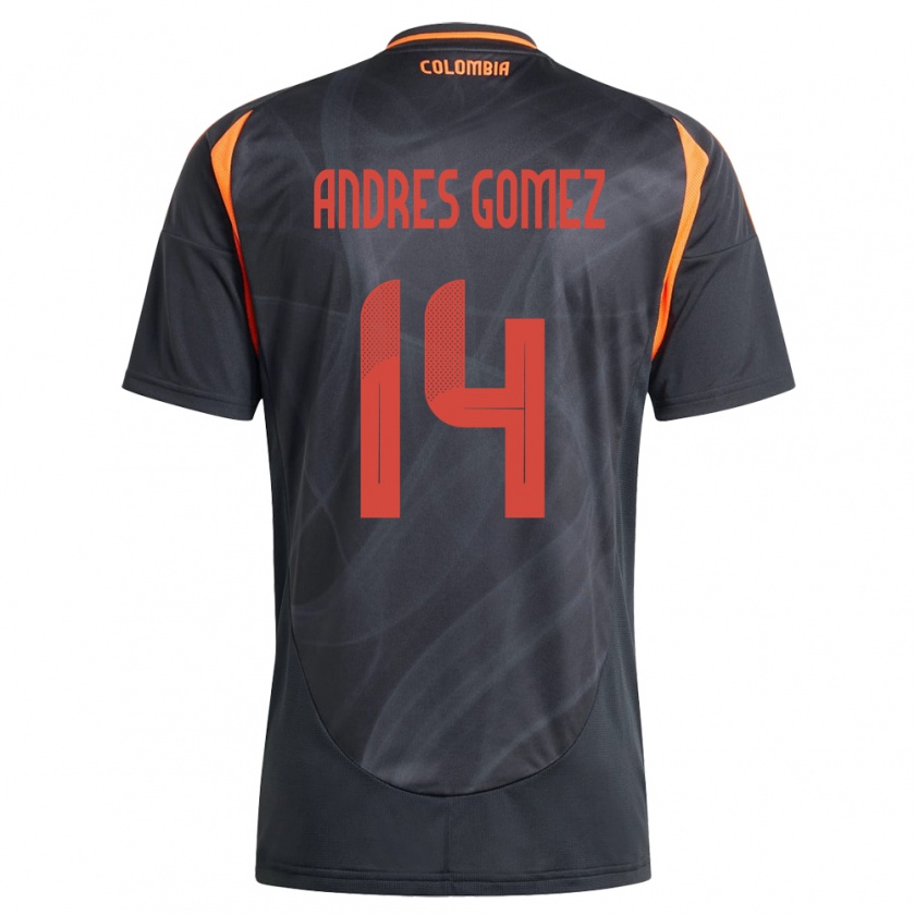 Kandiny Gyermek Kolumbia Carlos Andrés Gómez #14 Fekete Idegenbeli Jersey 24-26 Mez Póló Ing