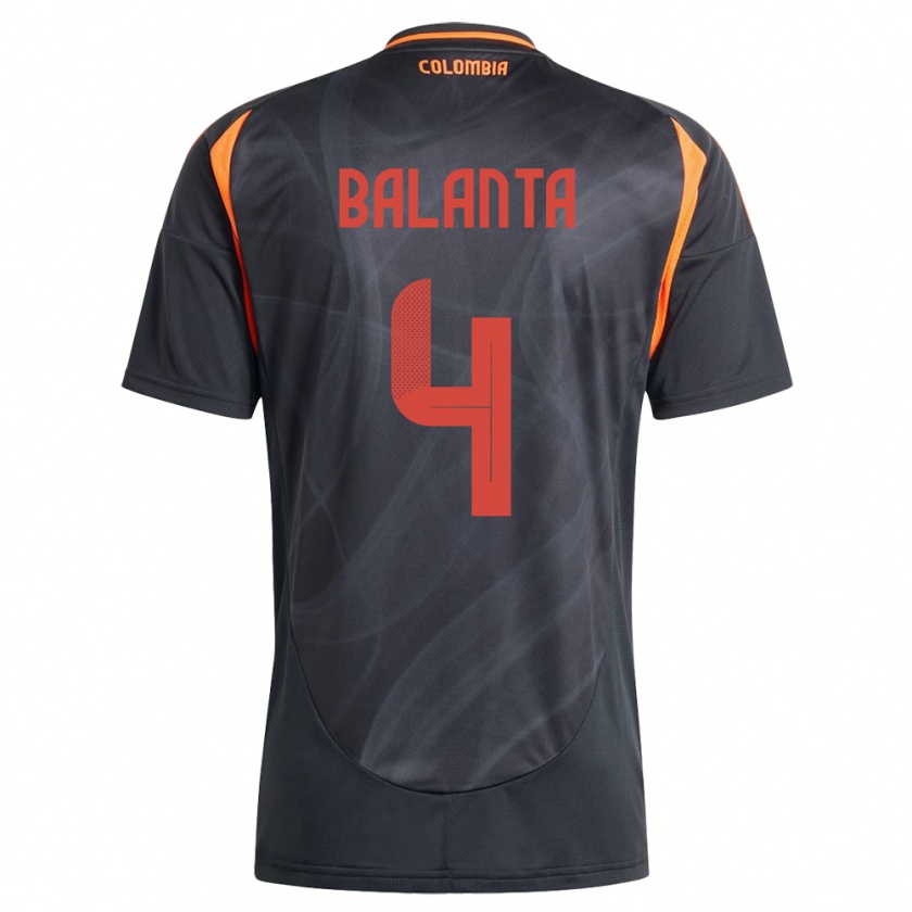 Kandiny Gyermek Kolumbia Marlon Balanta #4 Fekete Idegenbeli Jersey 24-26 Mez Póló Ing