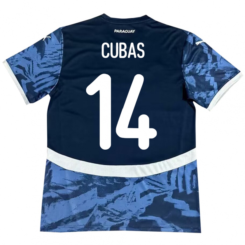 Kandiny Gyermek Paraguay Andrés Cubas #14 Kék Idegenbeli Jersey 24-26 Mez Póló Ing