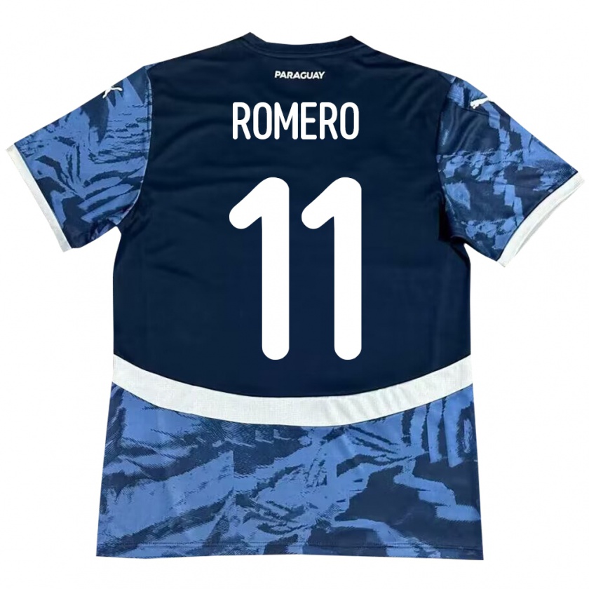 Kandiny Gyermek Paraguay Ángel Romero #11 Kék Idegenbeli Jersey 24-26 Mez Póló Ing