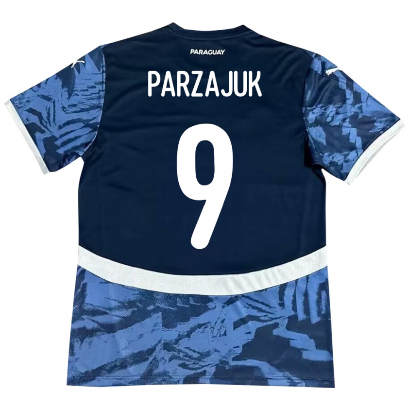 Kandiny Gyermek Paraguay Kevin Parzajuk #9 Kék Idegenbeli Jersey 24-26 Mez Póló Ing