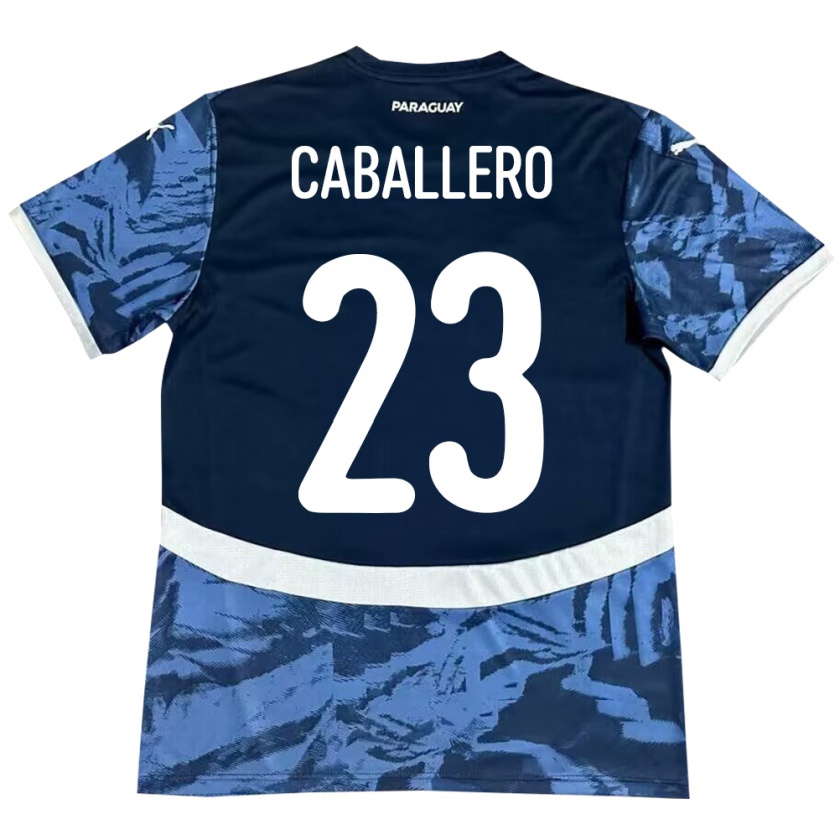 Kandiny Gyermek Paraguay Tiago Caballero #23 Kék Idegenbeli Jersey 24-26 Mez Póló Ing