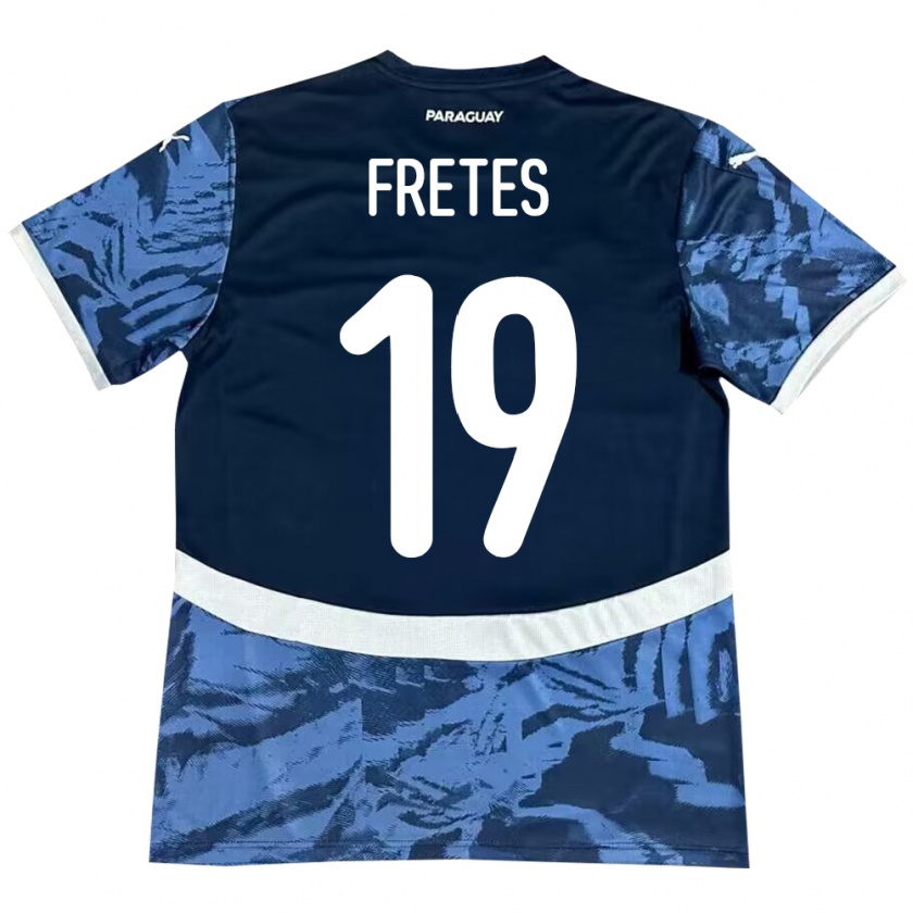 Kandiny Gyermek Paraguay Alexis Fretes #19 Kék Idegenbeli Jersey 24-26 Mez Póló Ing