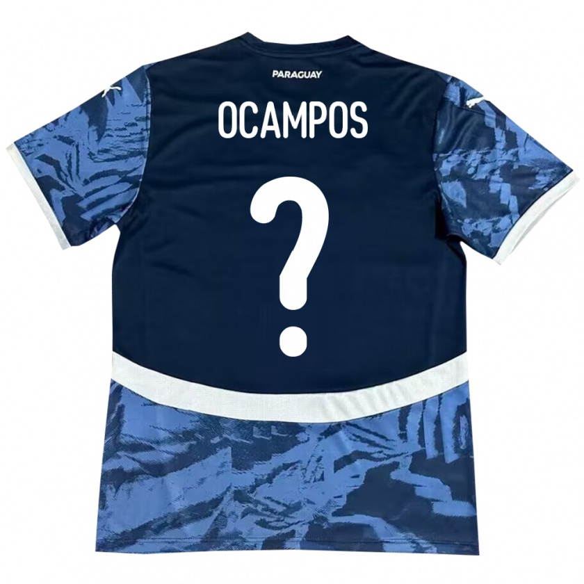 Kandiny Gyermek Paraguay Santiago Ocampos #0 Kék Idegenbeli Jersey 24-26 Mez Póló Ing