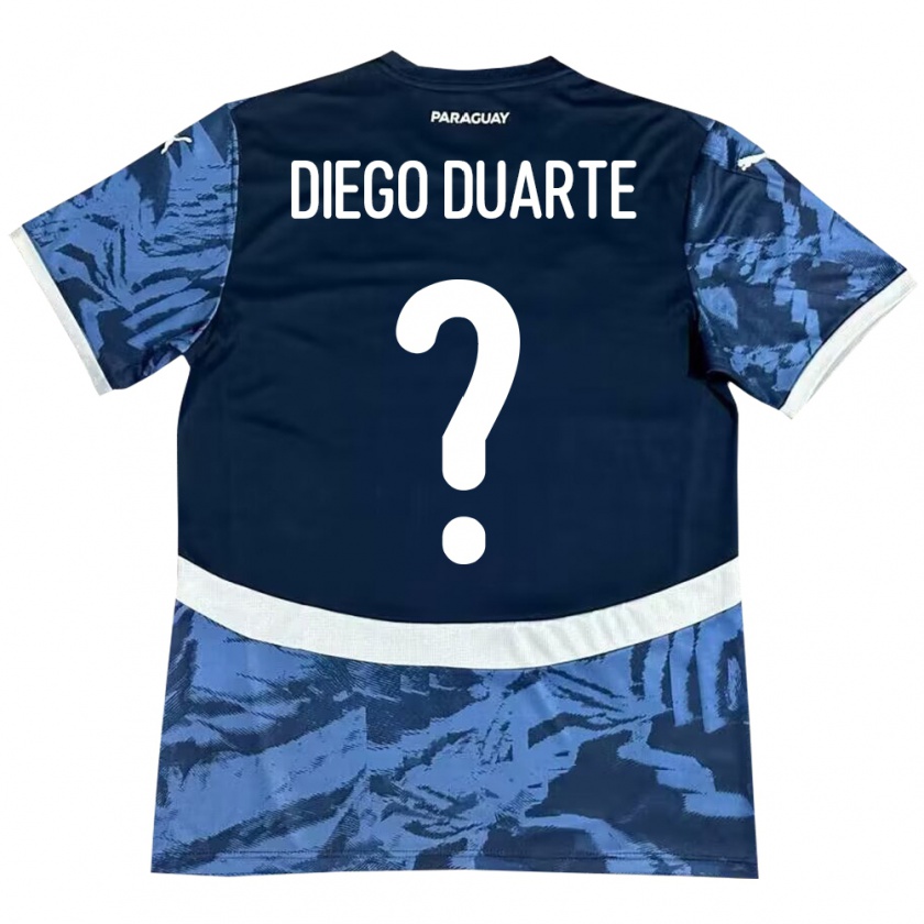 Kandiny Gyermek Paraguay Diego Duarte #0 Kék Idegenbeli Jersey 24-26 Mez Póló Ing