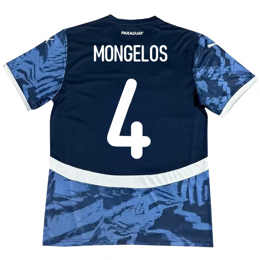 Kandiny Gyermek Paraguay Rolando Mongelós #4 Kék Idegenbeli Jersey 24-26 Mez Póló Ing