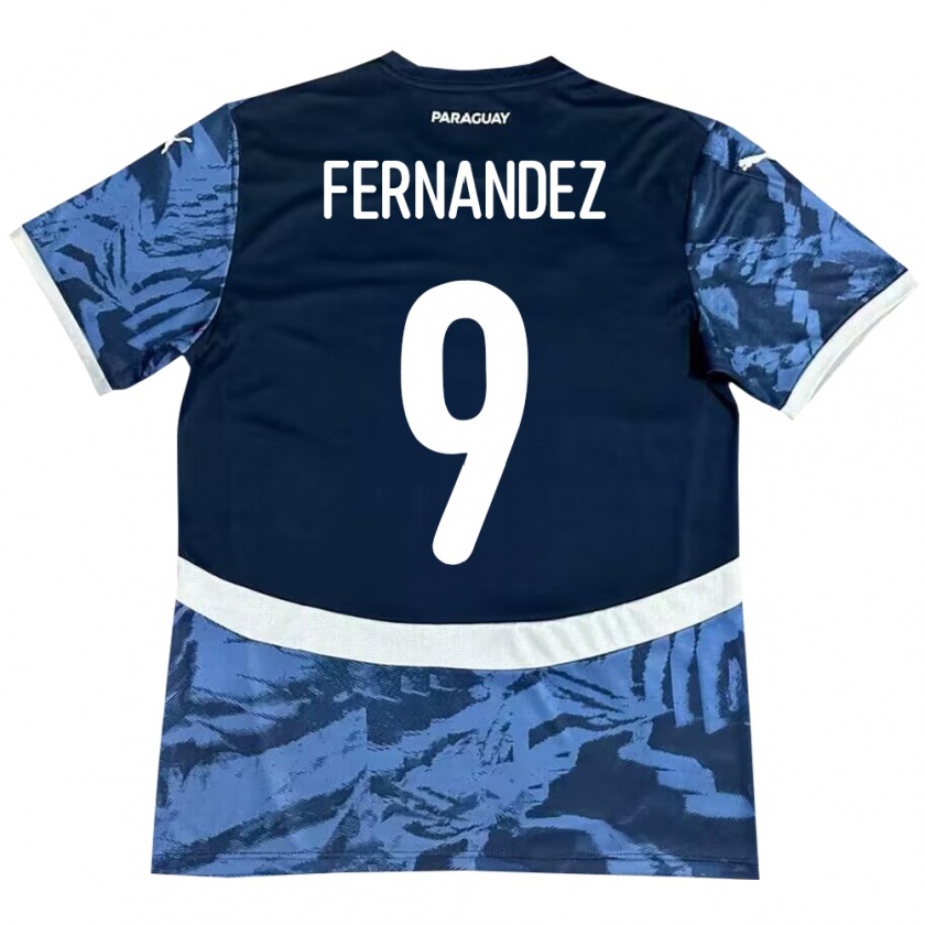 Kandiny Gyermek Paraguay David Fernández #9 Kék Idegenbeli Jersey 24-26 Mez Póló Ing