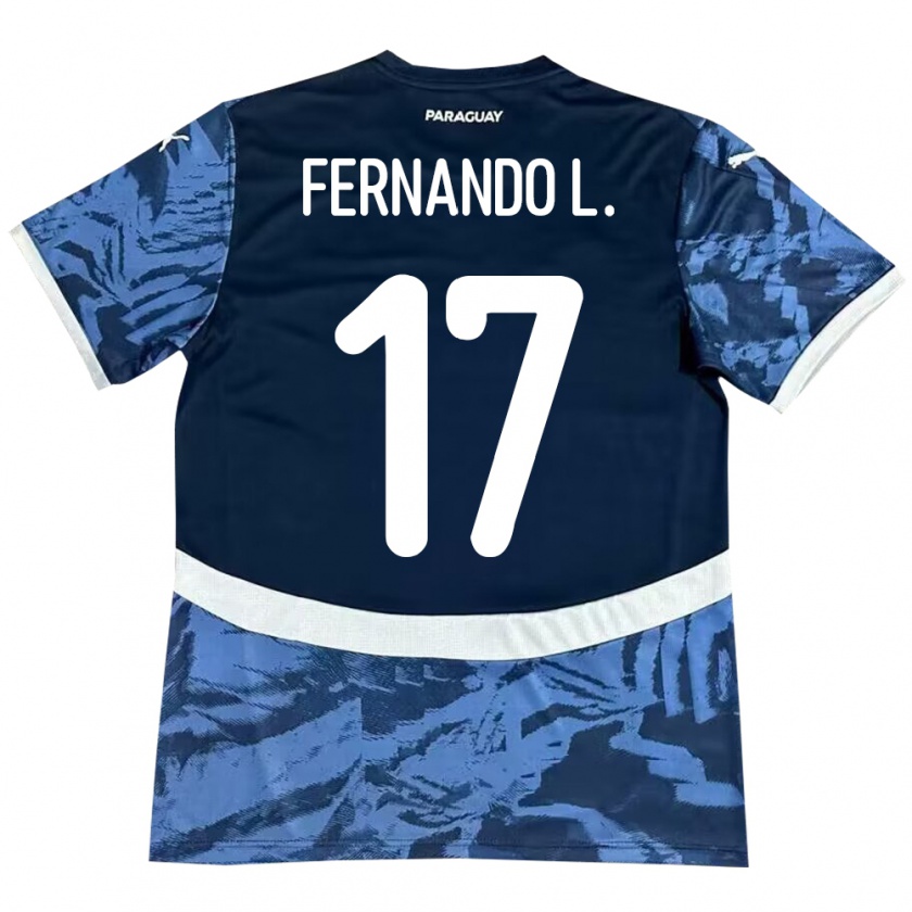 Kandiny Gyermek Paraguay Fernando Leguizamón #17 Kék Idegenbeli Jersey 24-26 Mez Póló Ing