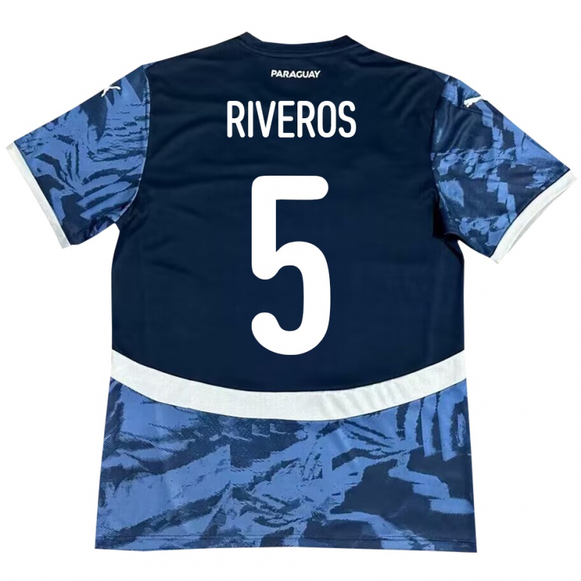 Kandiny Gyermek Paraguay Verónica Riveros #5 Kék Idegenbeli Jersey 24-26 Mez Póló Ing