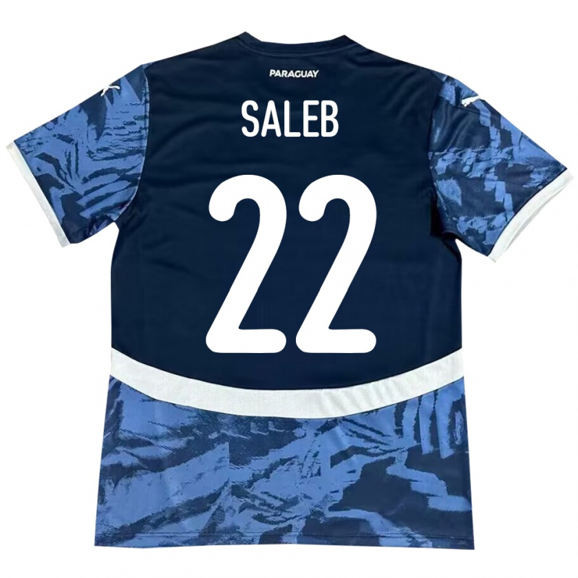 Kandiny Gyermek Paraguay Gloria Saleb #22 Kék Idegenbeli Jersey 24-26 Mez Póló Ing