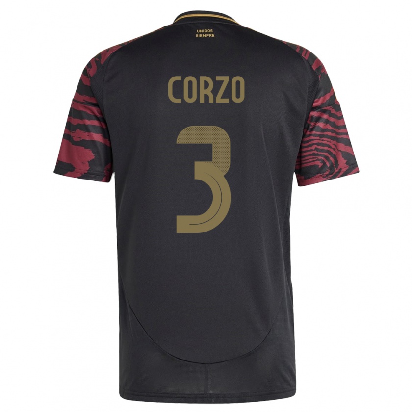 Kandiny Gyermek Peru Aldo Corzo #3 Fekete Idegenbeli Jersey 24-26 Mez Póló Ing