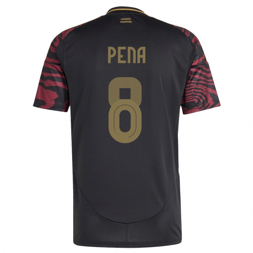 Kandiny Gyermek Peru Sergio Peña #8 Fekete Idegenbeli Jersey 24-26 Mez Póló Ing