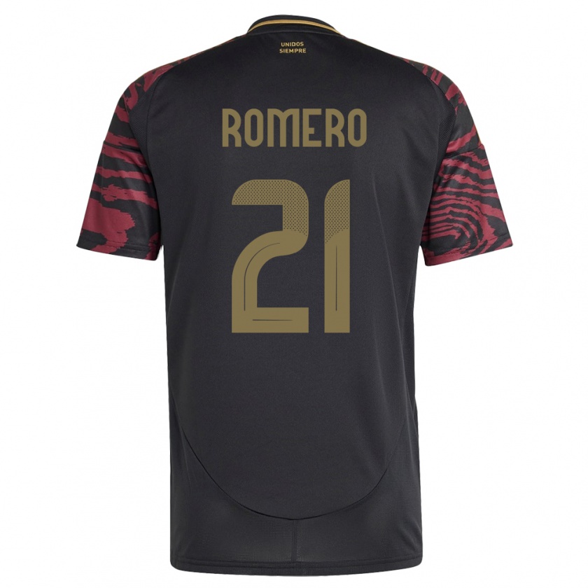 Kandiny Gyermek Peru Diego Romero #21 Fekete Idegenbeli Jersey 24-26 Mez Póló Ing