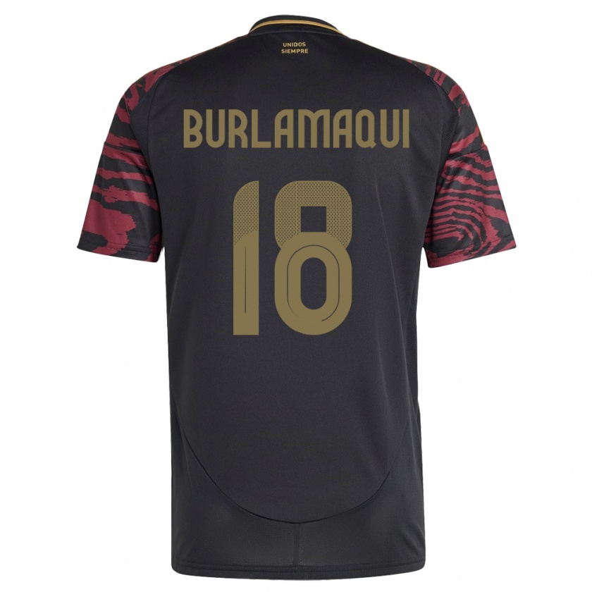 Kandiny Gyermek Peru Alessandro Burlamaqui #18 Fekete Idegenbeli Jersey 24-26 Mez Póló Ing