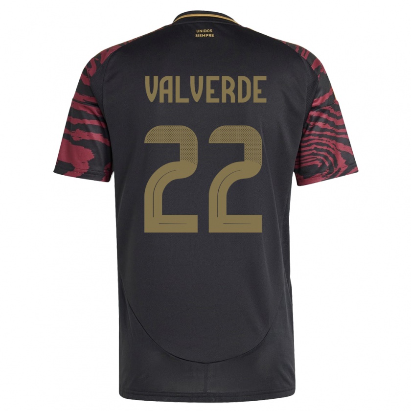 Kandiny Gyermek Peru Malena Valverde #22 Fekete Idegenbeli Jersey 24-26 Mez Póló Ing