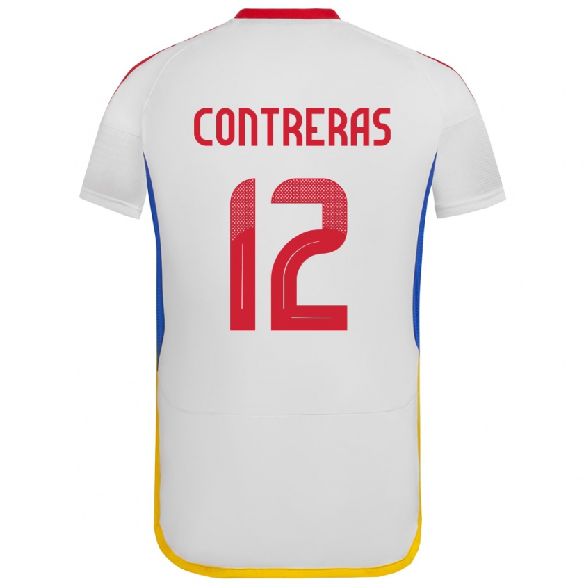 Kandiny Gyermek Venezuela José Contreras #12 Fehér Idegenbeli Jersey 24-26 Mez Póló Ing