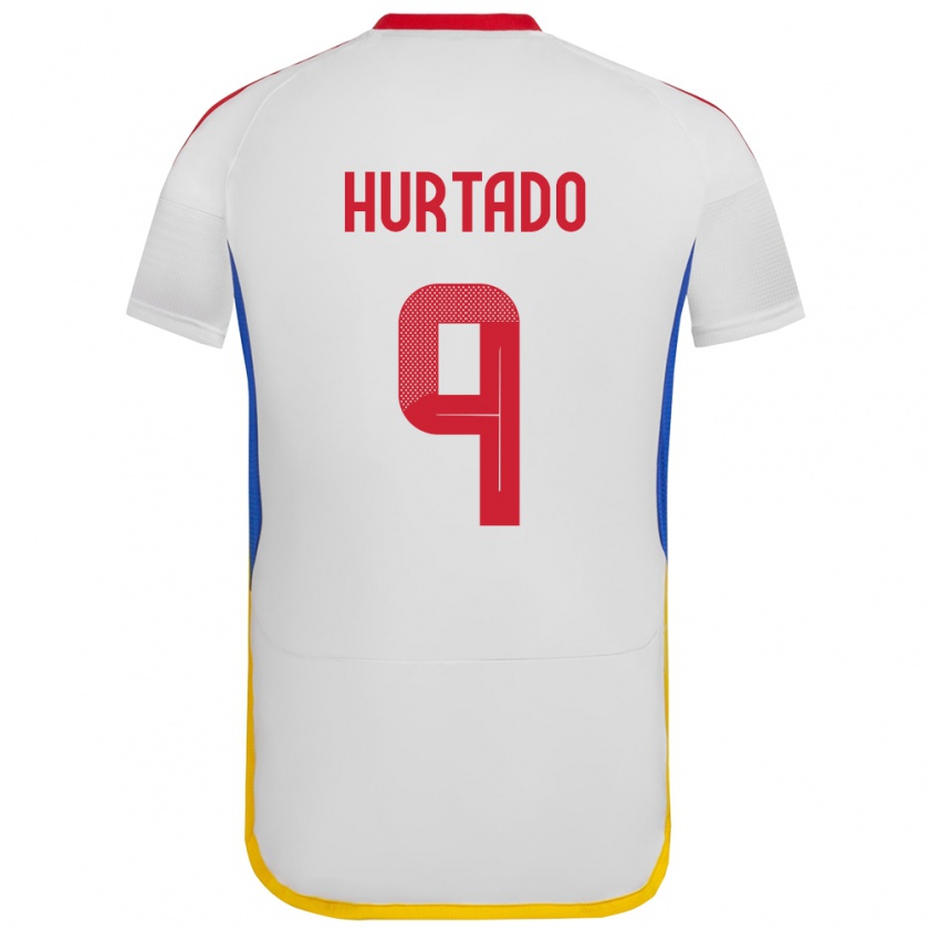 Kandiny Gyermek Venezuela Jan Hurtado #9 Fehér Idegenbeli Jersey 24-26 Mez Póló Ing