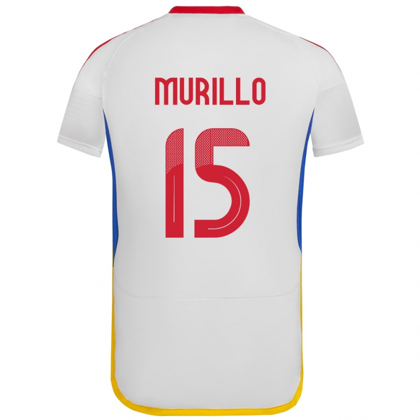 Kandiny Gyermek Venezuela Jhon Murillo #15 Fehér Idegenbeli Jersey 24-26 Mez Póló Ing