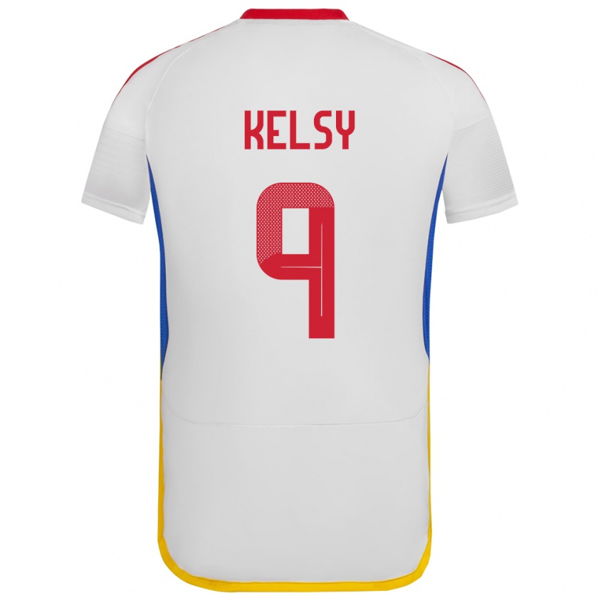 Kandiny Gyermek Venezuela Kevin Kelsy #9 Fehér Idegenbeli Jersey 24-26 Mez Póló Ing